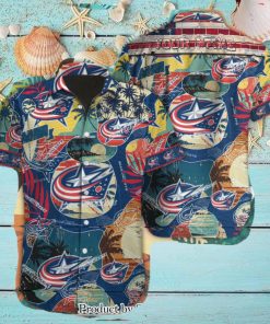 Columbus Blue Jackets Custom Name Gift Ideas Full Printing Hawaiian Shirt