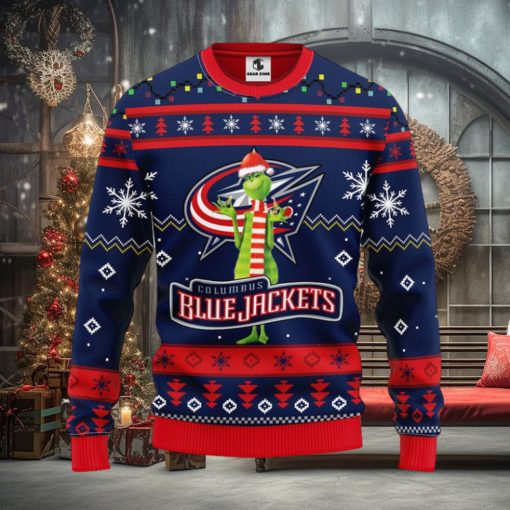 Columbus Blue Jackets Funny Grinch Christmas Ugly Sweater