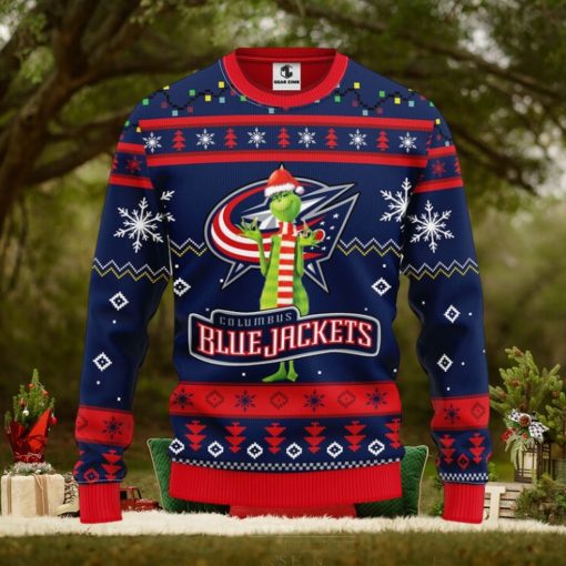 Columbus Blue Jackets Funny Grinch Christmas Ugly Sweater