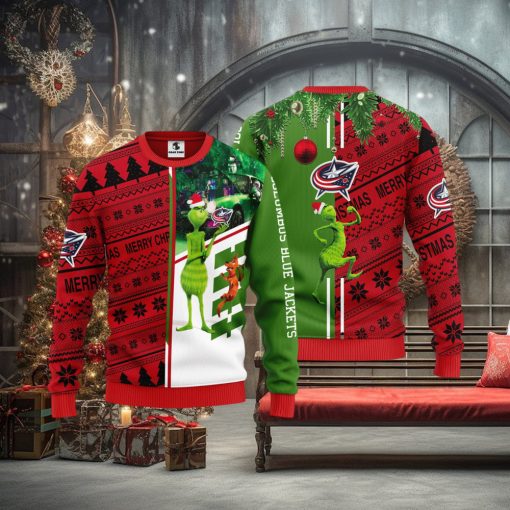 Columbus Blue Jackets Grinch & Scooby doo Christmas Ugly Sweater 1