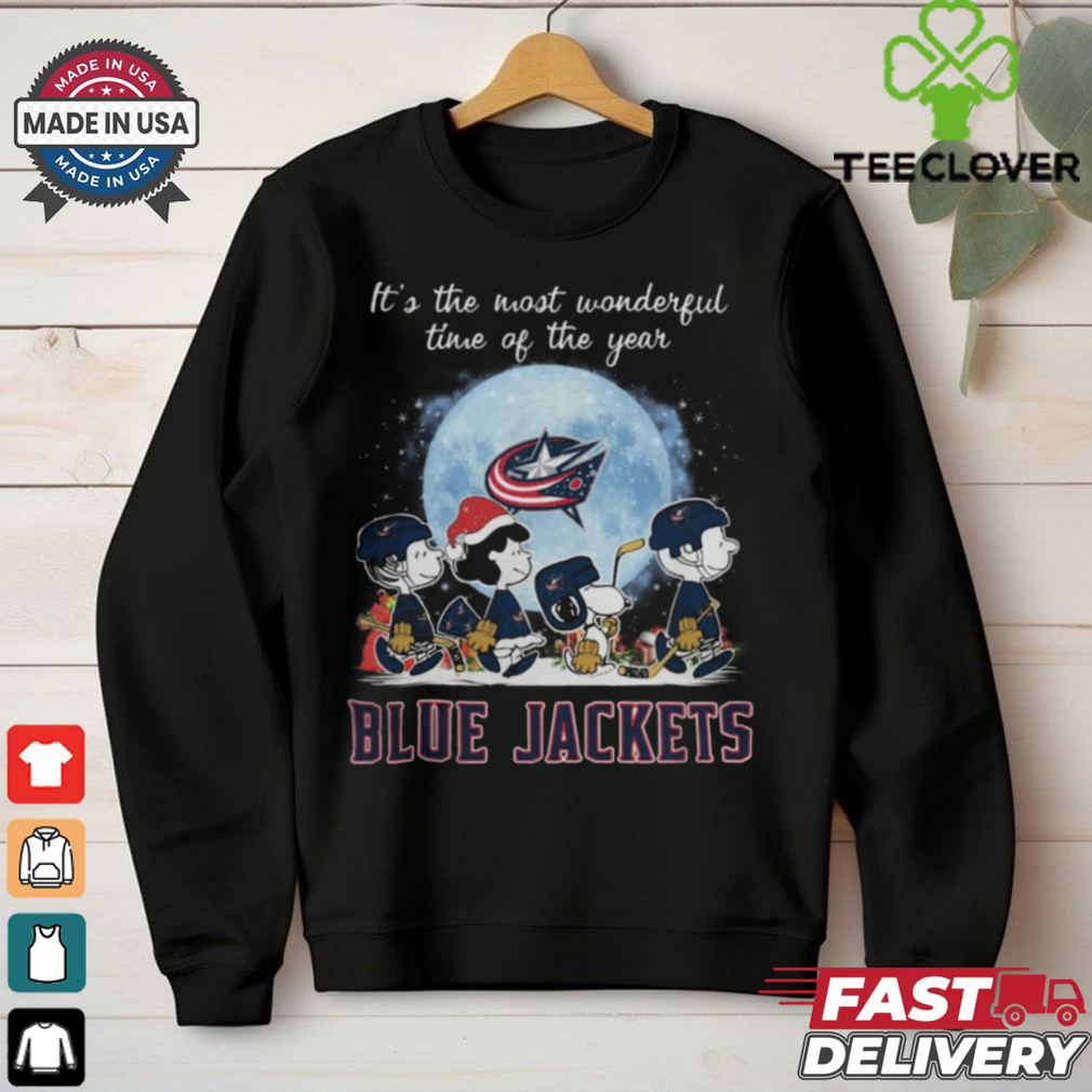 Columbus Blue Jackets It The Most Wonderful Time Of The Year Peanut Characters Christmas Shirt Columbus Blue Jackets It The Most Wonderful Time Of The Year Peanut Characters Christmas Shirt