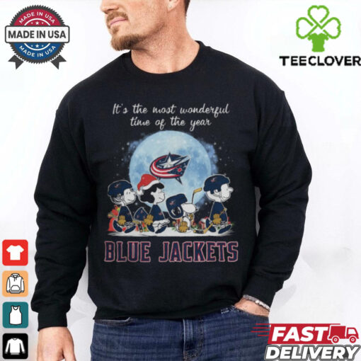 Columbus Blue Jackets It The Most Wonderful Time Of The Year Peanut Characters Christmas Shirt