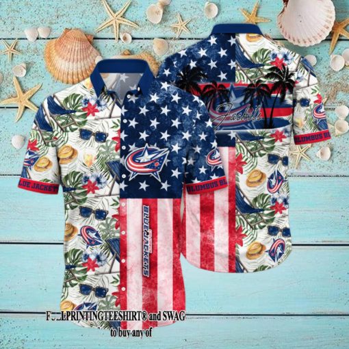 Columbus Blue Jackets NHL Flower All Over Print Hawaii Shirt And Thoodie, sweater, longsleeve, shirt v-neck, t-shirt