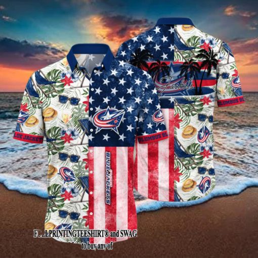 Columbus Blue Jackets NHL Flower All Over Print Hawaii Shirt And Thoodie, sweater, longsleeve, shirt v-neck, t-shirt