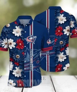 Columbus Blue Jackets NHL Flower Full Printing Classic Hawaiian Shirt