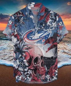 Columbus Blue Jackets NHL Hawaiian Shirt Tropical Skull Design For Men Women