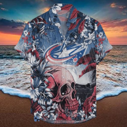 Columbus Blue Jackets NHL Hawaiian Shirt Tropical Skull Design For Men Women