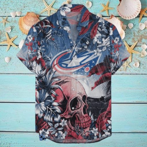 Columbus Blue Jackets NHL Hawaiian Shirt Tropical Skull Design For Men Women
