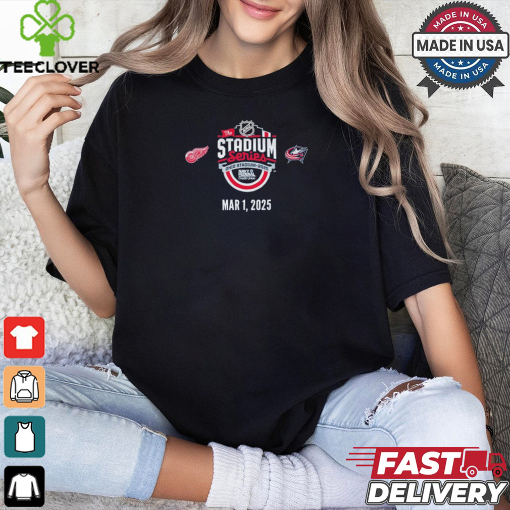 Columbus Blue Jackets vs Detroit Red Wings 2025 NHL Stadium Series Matchup T Shirt Columbus Blue Jackets vs Detroit Red Wings 2025 NHL Stadium Series Matchup T Shirt