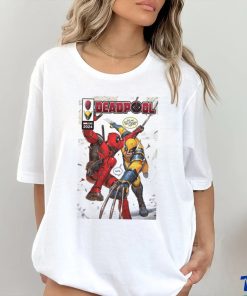 Comic Book Cover White Deadpool 3 Deadpool & Wolverine Tee shirt