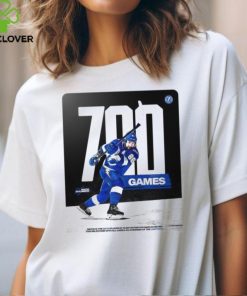 Congrats Nikita Kucherov 700 Game All In Bolts Blue Shirt