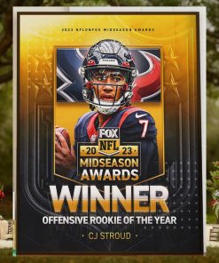 Congrats QB CJ Stroud Is 2023 NFL on FOX Midseason Awards Winner Offensive Rookie Of The Year Home Decor Poster Canvas