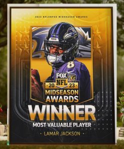Congrats QB Lamar Jackson Is 2023 NFL on FOX Midseason Awards Winner MVP Home Decor Poster Canvas
