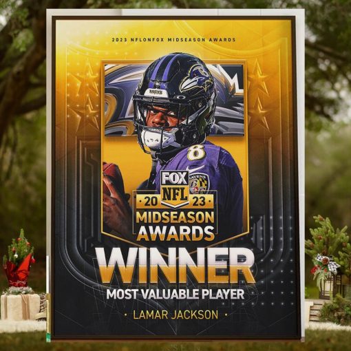 Congrats QB Lamar Jackson Is 2023 NFL on FOX Midseason Awards Winner MVP Home Decor Poster Canvas