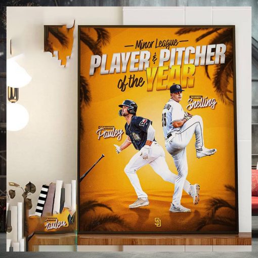 Congrats To Graham Pauley And Robby Snelling Is The Padres Minor League Baseball Player Of The Year And Pitcher Of The Year Home Decor Poster Canvas