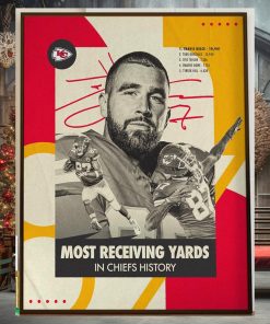 Congrats Travis Kelce Is The Most Receiving Yards In Kansas City Chiefs History Home Decor Poster Canvas