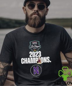 Congratulations Northwestern Football 2023 SRS Distribution Las Vegas Bowl Champions Trophy Shirt