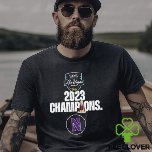 Congratulations Northwestern Football 2023 SRS Distribution Las Vegas Bowl Champions Trophy Shirt