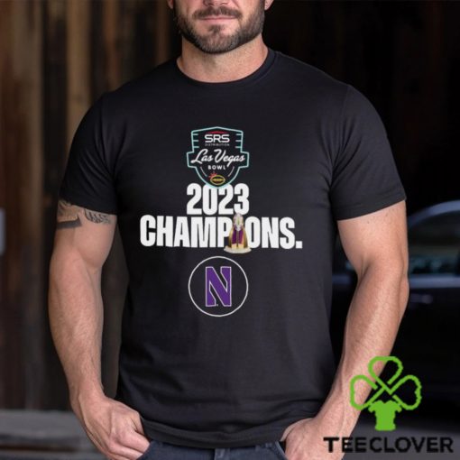 Congratulations Northwestern Football 2023 SRS Distribution Las Vegas Bowl Champions Trophy Shirt