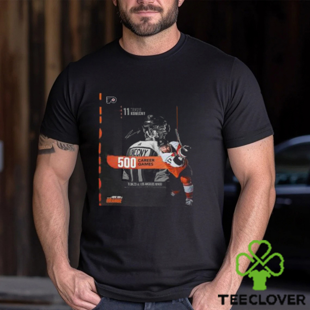 Congratulations to Travis Konecny 500 NHL Career Games With The Philadelphia Flyers Unisex T Shirt Congratulations to Travis Konecny 500 NHL Career Games With The Philadelphia Flyers Unisex T Shirt