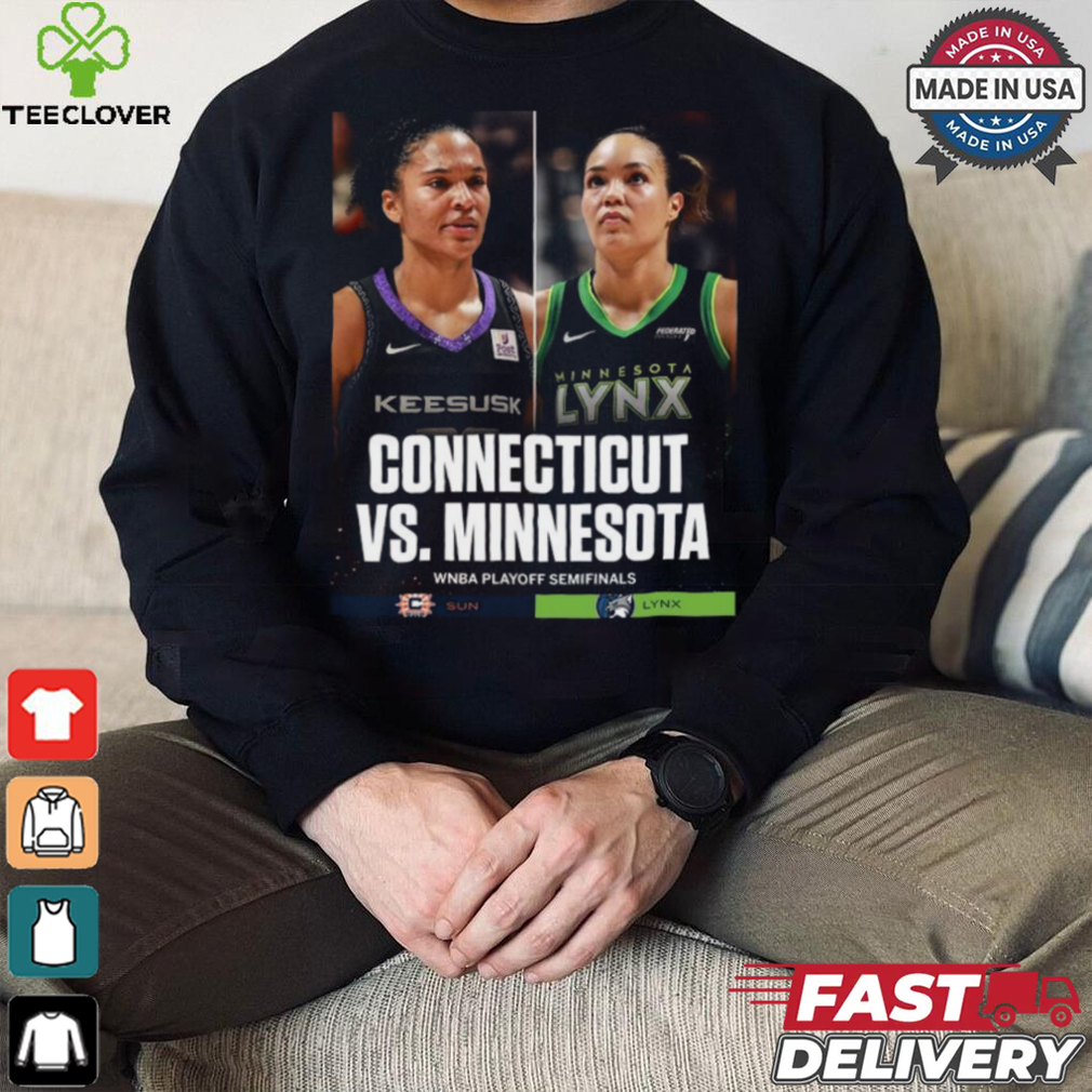 Connecticut vs. Minnesota 2024 WNBA Playoff Semi Finals Matchup Shirt Connecticut vs. Minnesota 2024 WNBA Playoff Semi Finals Matchup Shirt