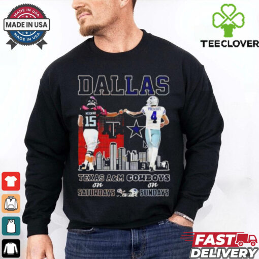 Conner Weigman Texas A&M Aggies on Saturdays and Dak Prescott Dallas Cowboys on Sundays Dallas city hoodie, sweater, longsleeve, shirt v-neck, t-shirt