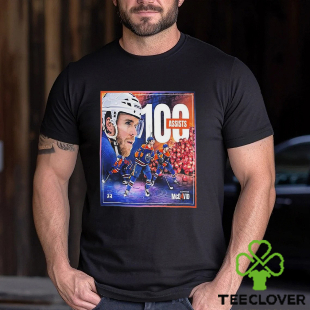 Connor McDavid Edmonton Oilers Has Reached 100 Assists On The NHL Season T Shirt Connor McDavid Edmonton Oilers Has Reached 100 Assists On The NHL Season T Shirt