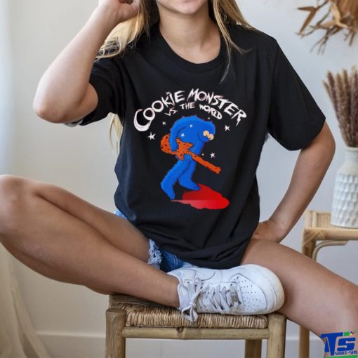 Cookie Monster in the style of Scott Pilgrim vs The World Cookie Monster vs the World shirt