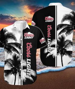 Cool Coors Light Hawaiian Shirt Black And White Palm Tree Gift For Beach Lover