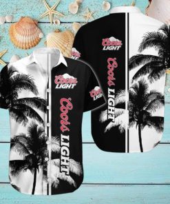 Cool Coors Light Hawaiian Shirt Black And White Palm Tree Gift For Beach Lover