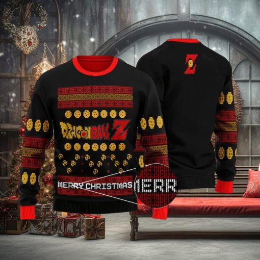 Cool Dragon Ball Z Logo Ugly Christmas Black Sweater