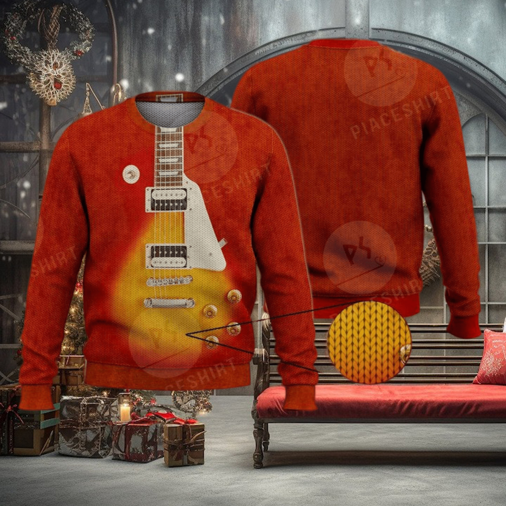 Cool Electric Guitar For Guitar Lovers 3D Full Print Ugly Sweater Christmas Gift Sweater Cool Electric Guitar For Guitar Lovers 3D Full Print Ugly Sweater Christmas Gift Sweater
