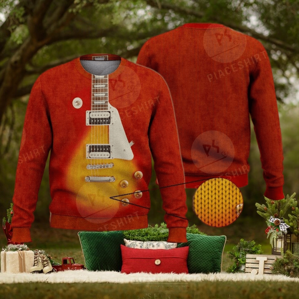 Cool Electric Guitar For Guitar Lovers 3D Full Print Ugly Sweater Christmas Gift Sweater Cool Electric Guitar For Guitar Lovers 3D Full Print Ugly Sweater Christmas Gift Sweater