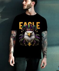 Cool Face Eagles with Mardi Gras Sunglass Eagles Cheer Fly T Shirt