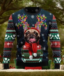 Cool French Bulldog Christmas Light Ugly Christmas Sweater