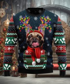 Cool French Bulldog Christmas Light Ugly Christmas Sweater