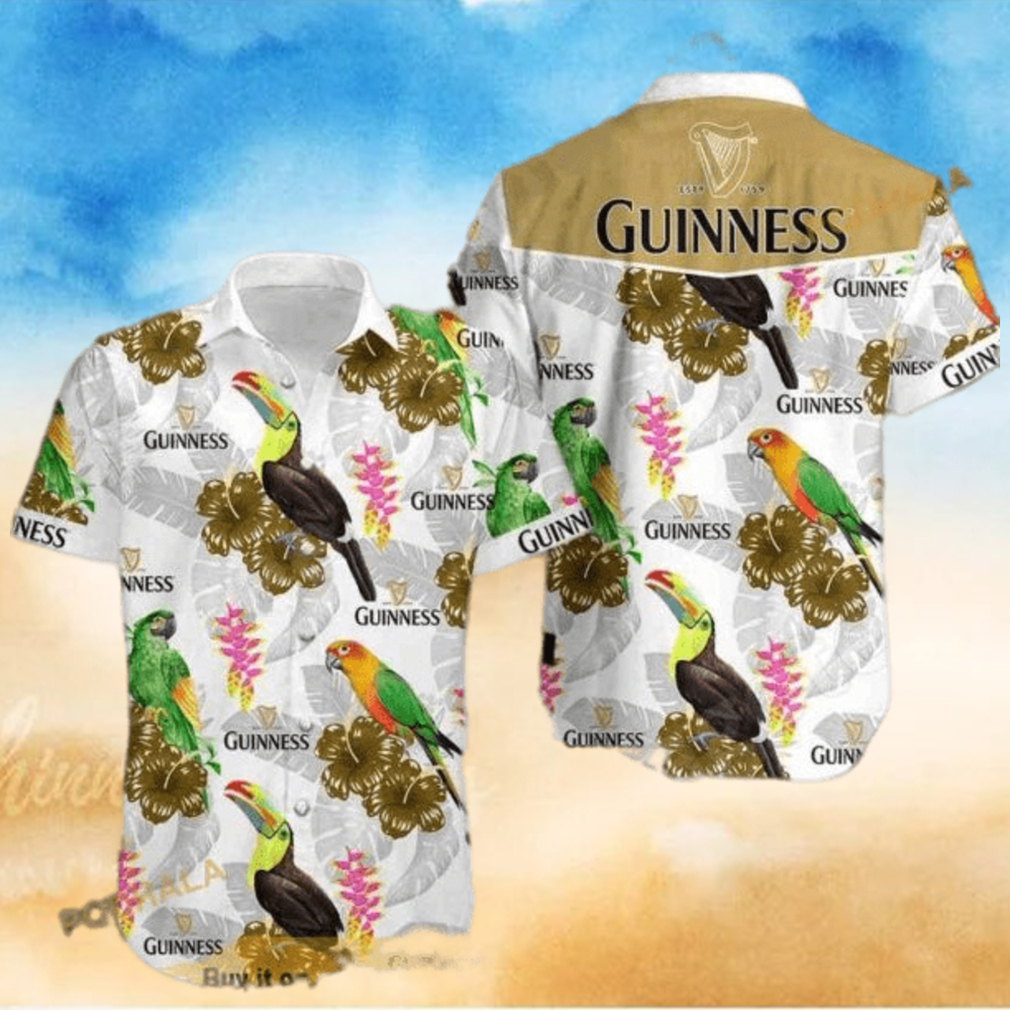 Cool Guinness Funny Hawaiian Shirt Colored Birds Hibiscus Flowers Cool Guinness Funny Hawaiian Shirt Colored Birds Hibiscus Flowers