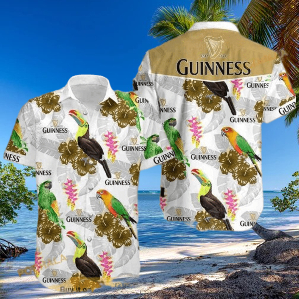 Cool Guinness Funny Hawaiian Shirt Colored Birds Hibiscus Flowers Cool Guinness Funny Hawaiian Shirt Colored Birds Hibiscus Flowers