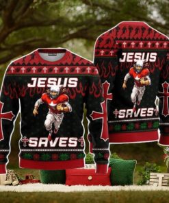 Cool Jesus American Football Team Red Christmas Unisex Ugly Sweater