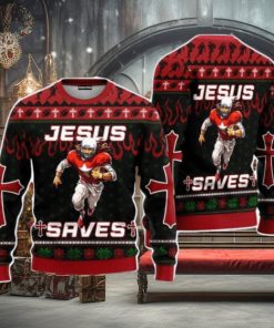 Cool Jesus American Football Team Red Christmas Unisex Ugly Sweater