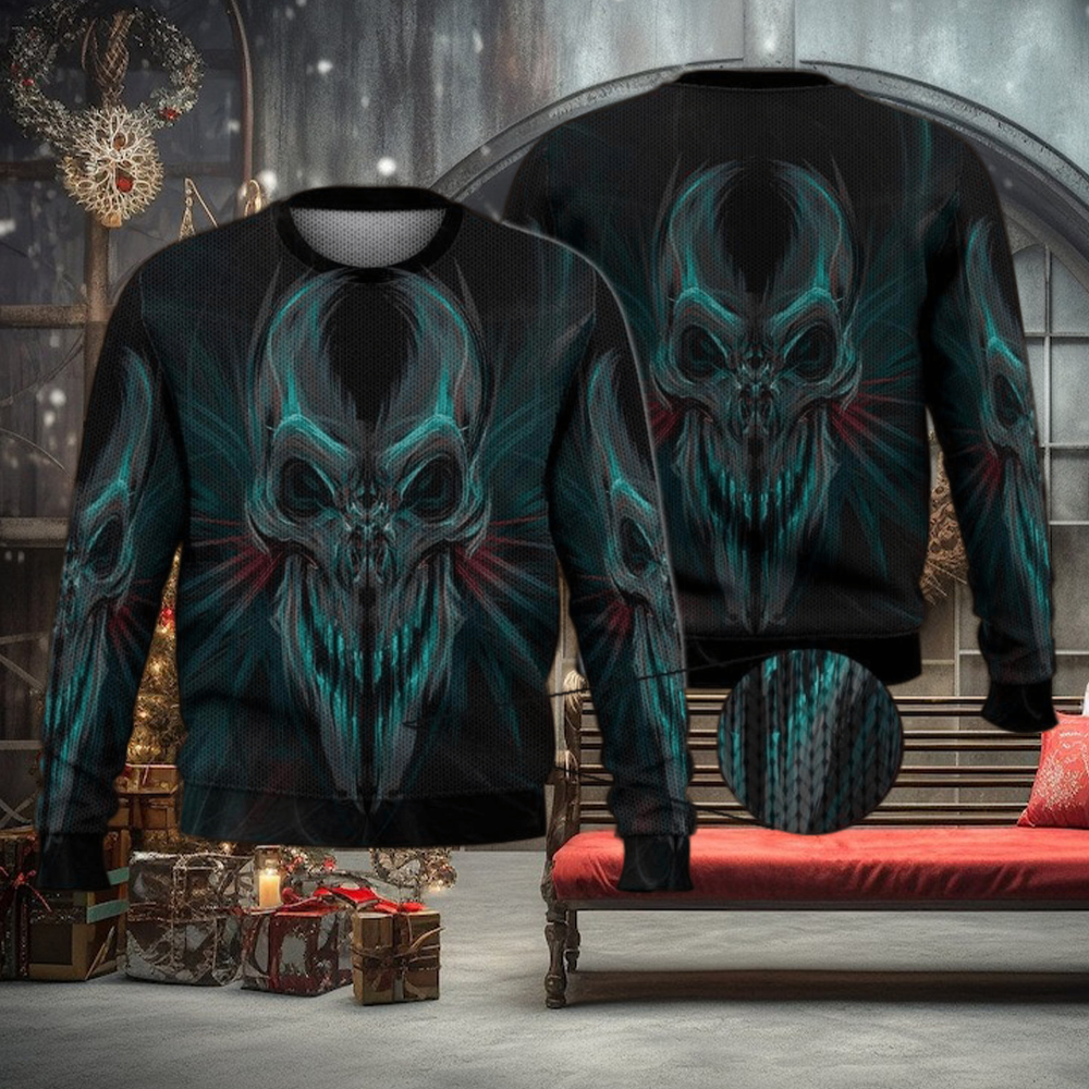 Cool Skull Black 3D Full Print Ugly Sweater Christmas Gift Sweater Cool Skull Black 3D Full Print Ugly Sweater Christmas Gift Sweater