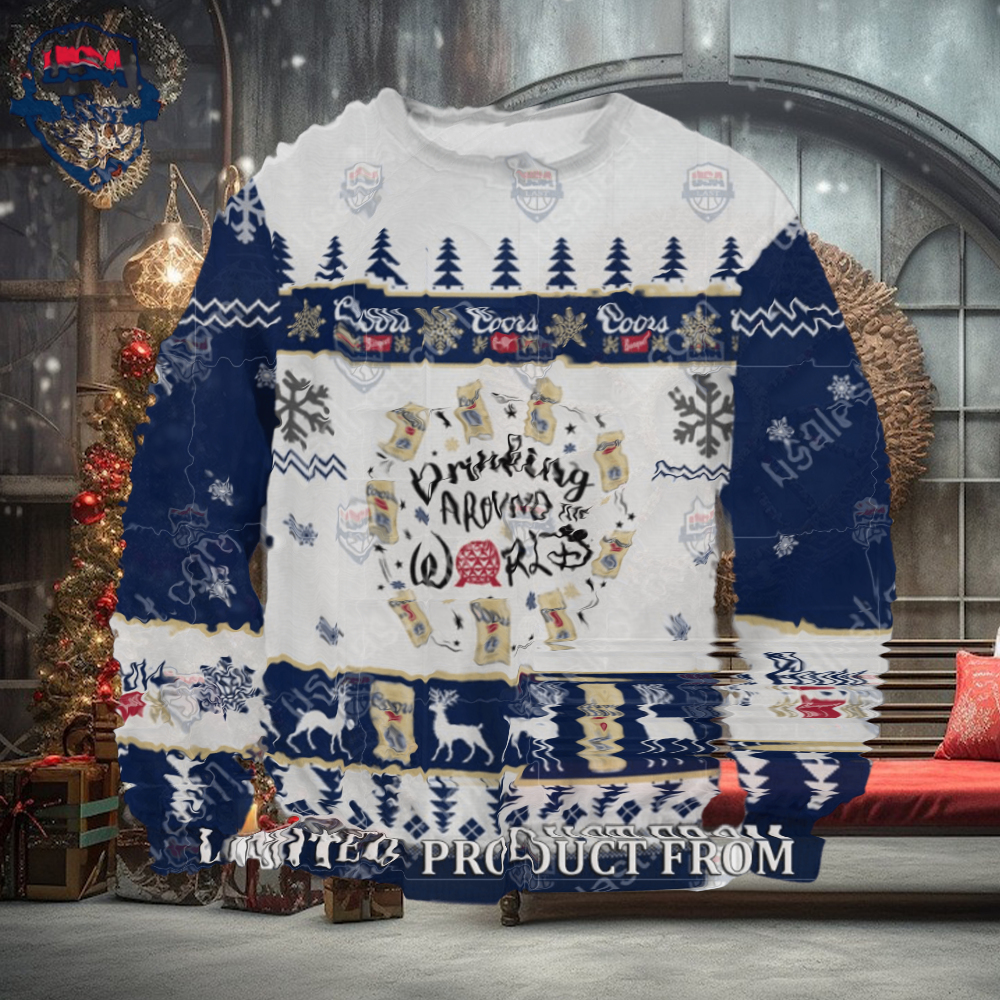 Coors Banquet Drinking Around World Ugly Christmas Sweater Coors Banquet Drinking Around World Ugly Christmas Sweater
