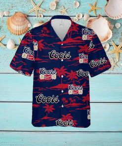 Coors Banquet Hawaiian Button Up Shirt Island Palm Leaves