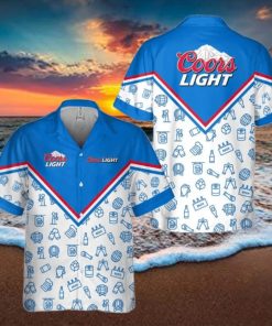 Coors Light Beer Hawaiian Shirt Drawing Pattern