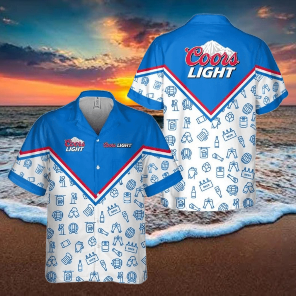 Coors Light Beer Hawaiian Shirt Drawing Pattern Coors Light Beer Hawaiian Shirt Drawing Pattern