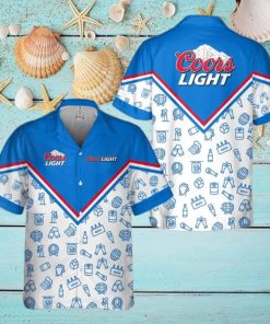 Coors Light Beer Hawaiian Shirt Drawing Pattern
