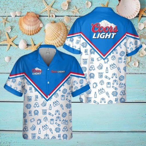 Coors Light Beer Hawaiian Shirt Drawing Pattern