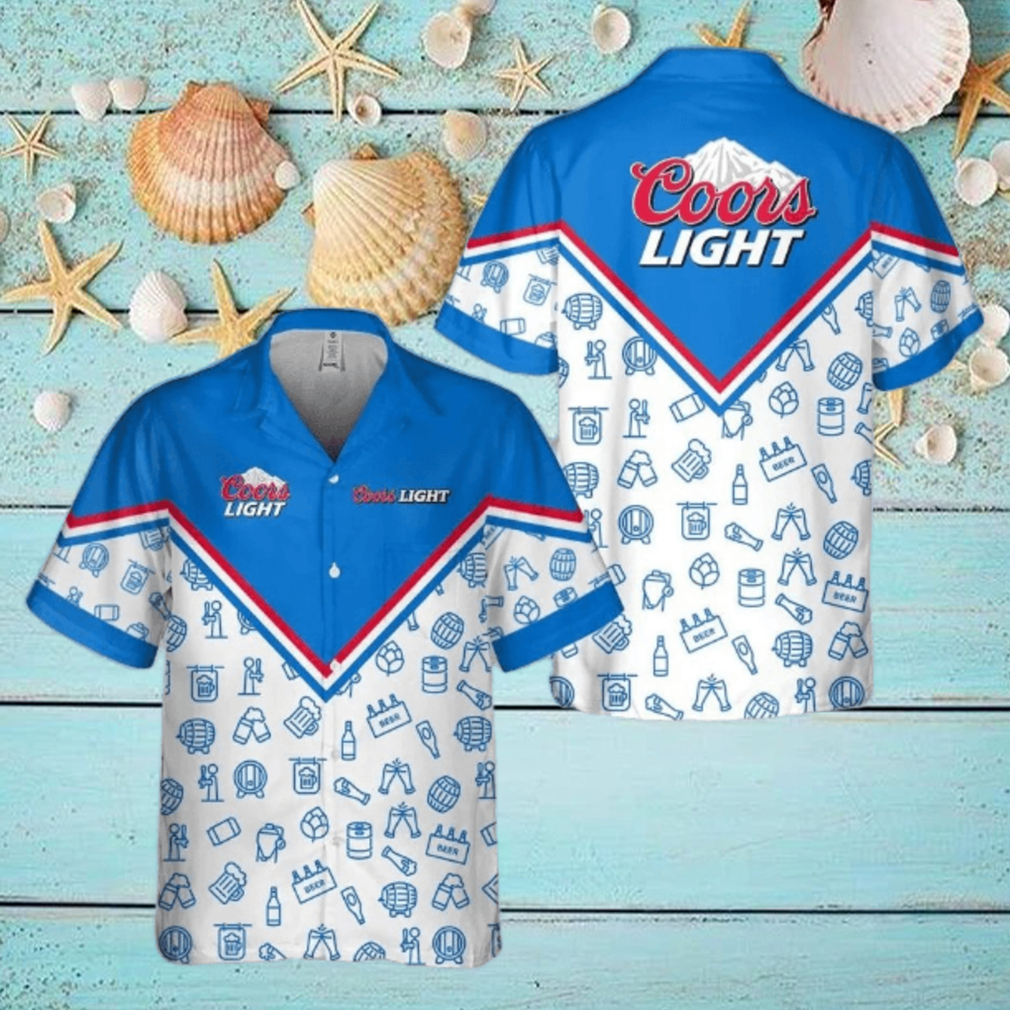 Coors Light Beer Hawaiian Shirt Drawing Pattern Coors Light Beer Hawaiian Shirt Drawing Pattern