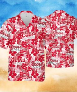 Coors Light Beer Hawaiian Shirt Tropical Flower Pattern Gift For Beach Vacation