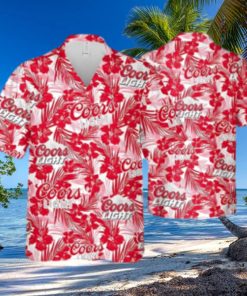 Coors Light Beer Hawaiian Shirt Tropical Flower Pattern Gift For Beach Vacation